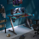 Стол для компьютера (для геймеров) Eureka Z1 S с синей подсветкой, чёрный фото Stolmag
