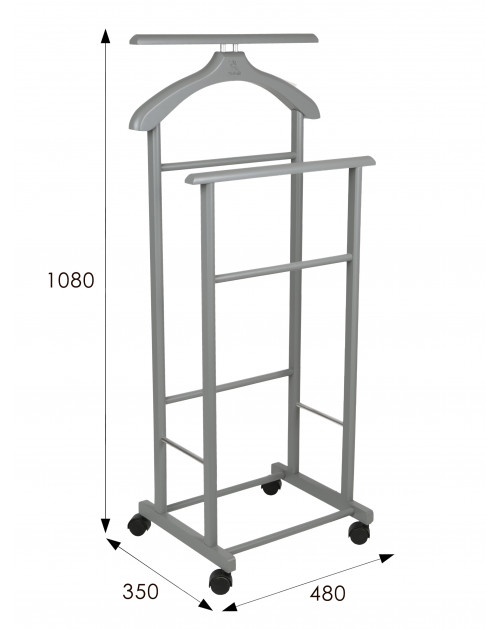 Вешалка костюмная на колесах В 22Н серый фото Stolmag