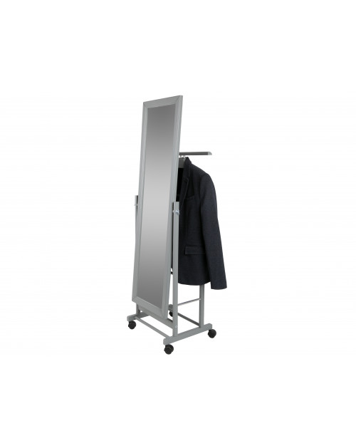 Вешалка костюмная с зеркалом на колесах В 24Н серый фото Stolmag