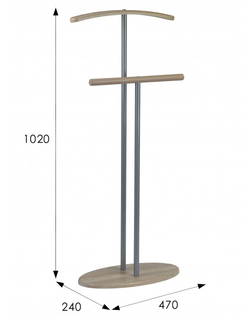 Вешалка костюмная Дэви 2 металлик/дуб сонома фото Stolmag