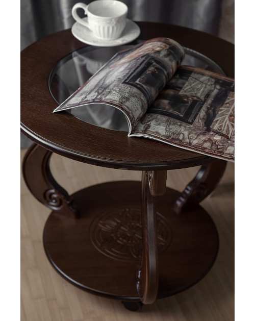 Стол журнальный Грация (С) на колесах темно-коричневый фото Stolmag