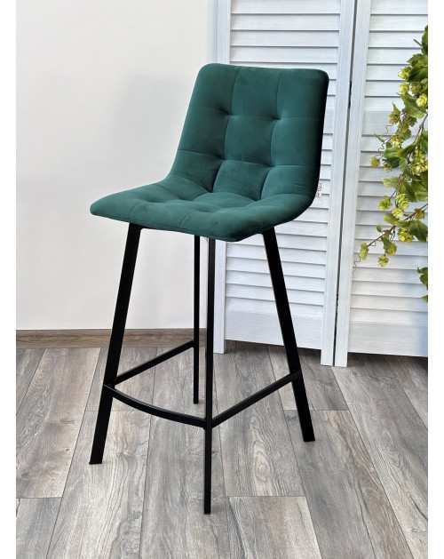 Полубарный стул CHILLI-QB SQUARE зеленый 19, велюр / черный каркас (H66cm) М-City М-Сити фото