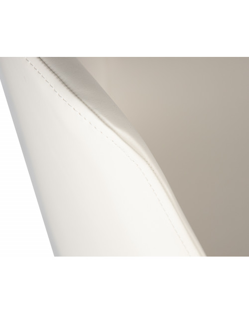 Стул барный DOBRIN ALDO, белый PU P23, основание из нержавеющей стали фото Stolmag