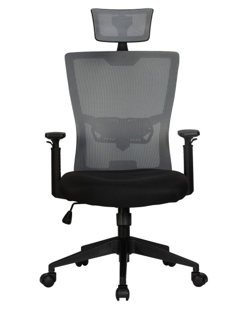 Офисное кресло для персонала DOBRIN NIXON, чёрный, серая сетка фото Stolmag