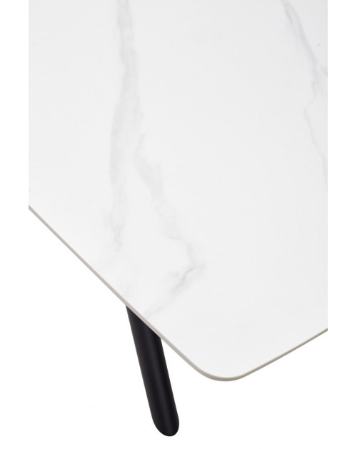 Стол RIVOLI 140 MATT WHITE MARBLE SOLID CERAMIC/BLACK фото Stolmag