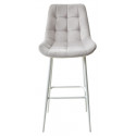 Барный стул ХОФМАН, цвет H-09 Светло-серый, велюр/белый каркас фото Stolmag