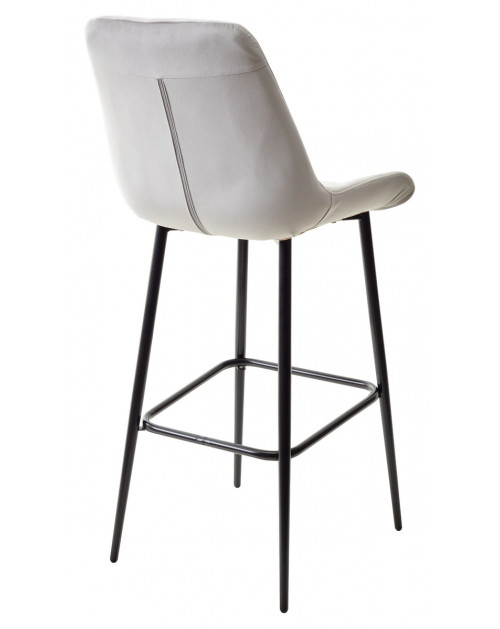 Барный стул ХОФМАН, цвет H-09 Светло-серый, велюр/черный каркас фото Stolmag