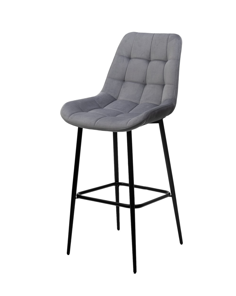 Барный стул ХОФМАН, цвет H-14 Серый, велюр/черный каркас фото Stolmag