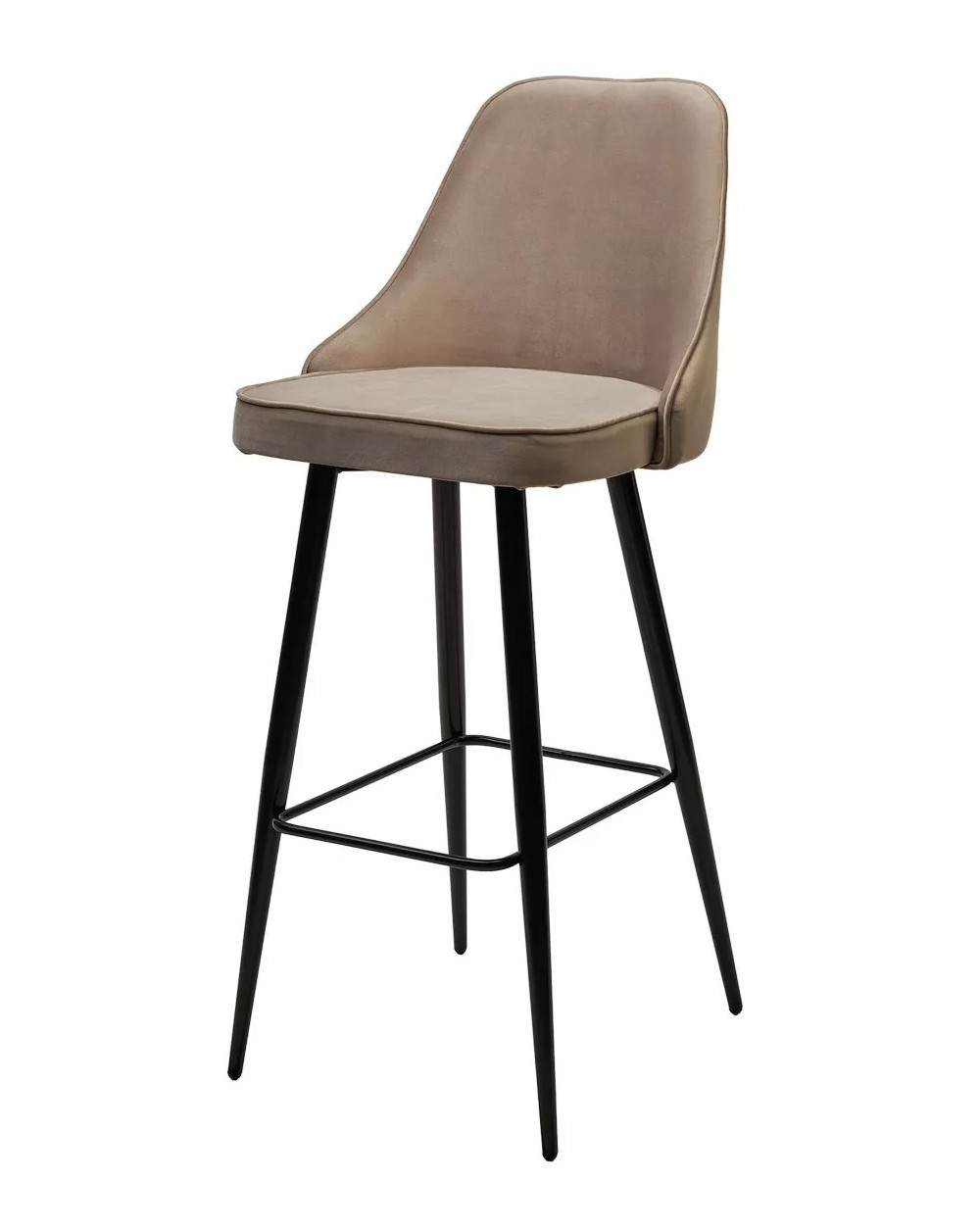 Барный стул NEPAL-BAR БЕЖЕВЫЙ 5, велюр/черный каркас (H78cm) фото Stolmag