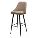 Барный стул NEPAL-BAR БЕЖЕВЫЙ 5, велюр/черный каркас (H78cm) фото Stolmag