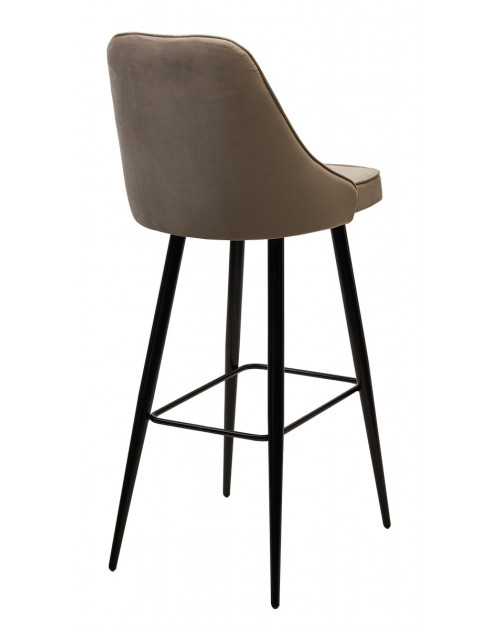 Барный стул NEPAL-BAR БЕЖЕВЫЙ 5, велюр/черный каркас (H78cm) фото Stolmag