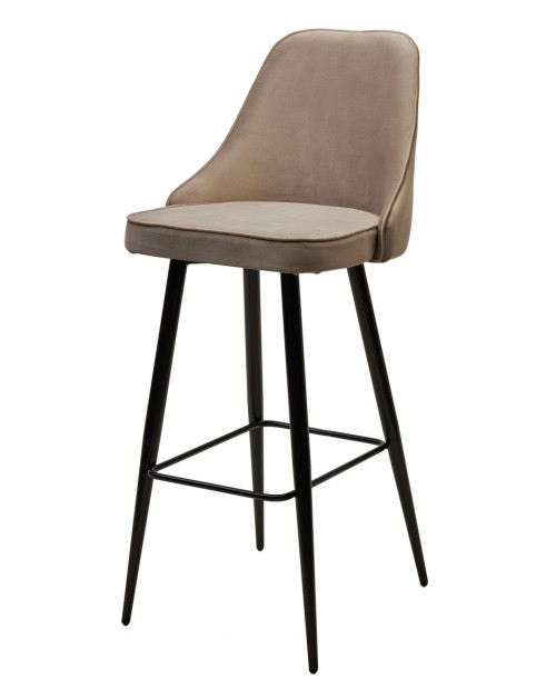 Барный стул NEPAL-BAR БЕЖЕВЫЙ 5, велюр/черный каркас (H78cm) фото Stolmag