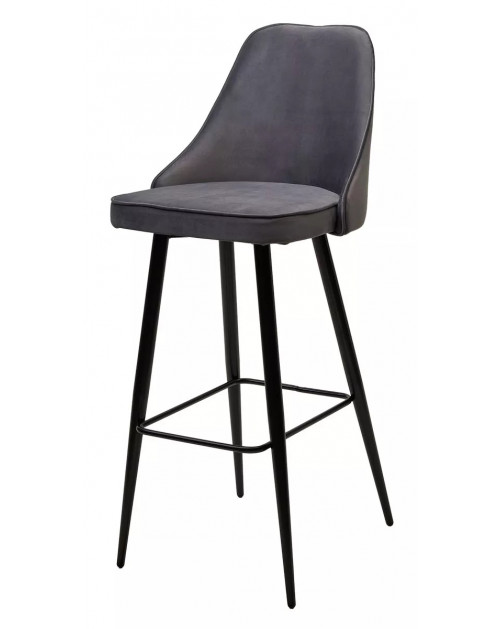 Барный стул NEPAL-BAR СЕРЫЙ 27, велюр/черный каркас (H78cm) фото Stolmag