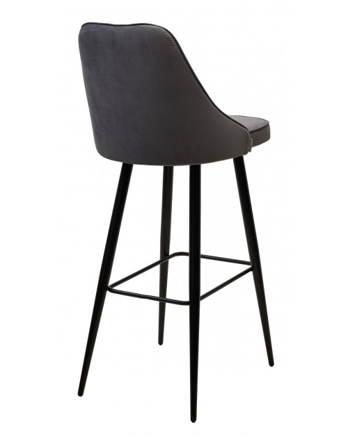 Барный стул NEPAL-BAR СЕРЫЙ 27, велюр/черный каркас (H78cm) фото Stolmag
