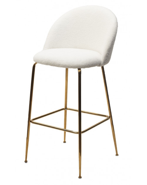 Барный стул GLADE NINI-01 Белый, teddy/золотой каркас фото Stolmag