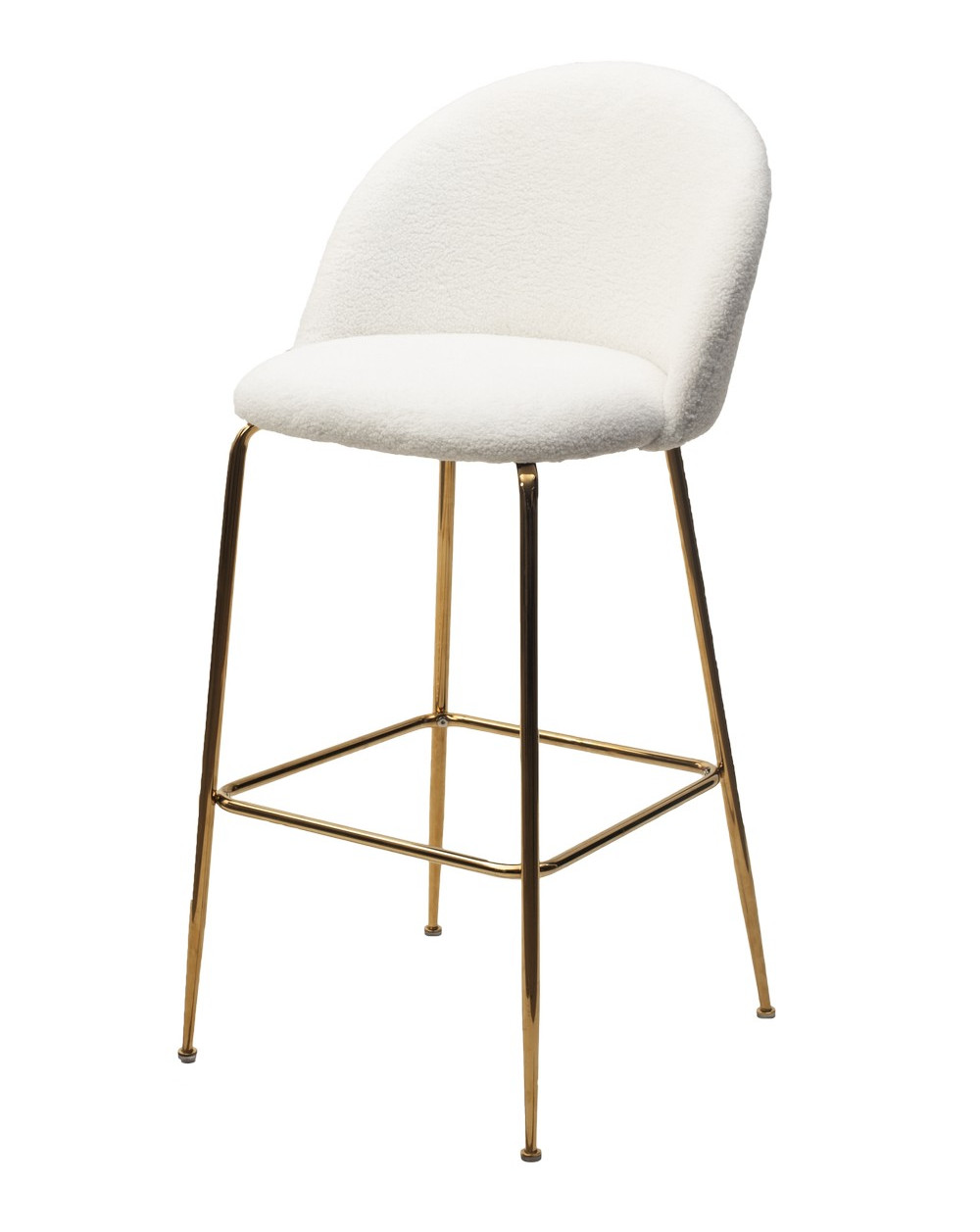Барный стул GLADE NINI-01 Белый, teddy/золотой каркас фото Stolmag