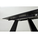 Стол Купер 160 БЕЛЫЙ МРАМОР, черная шагрень, стекло/черный каркас фото Stolmag