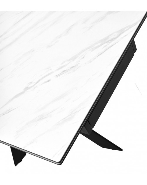 Стол BELLUNO 160 MARBLES KL-99 Белый мрамор матовый, итальянская керамика/черный каркас фото Stolmag