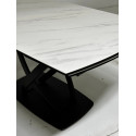 Стол FOGGIA 140 KL-99 Белый мрамор матовый, итальянская керамика/черный каркас фото Stolmag