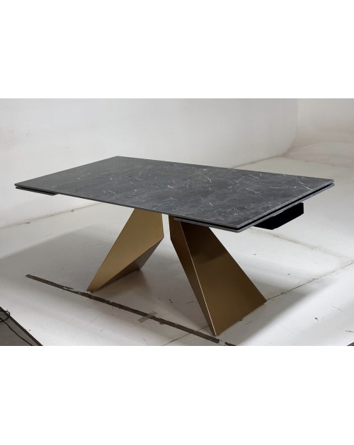 Стол ALES 180 BLACK GRAVE SOLID CERAMIC, керамика/бронзовый фото Stolmag