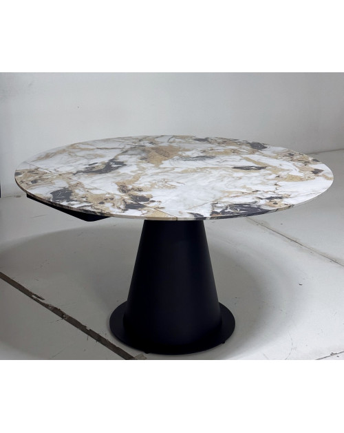 Стол TERAMO 135 GLOSS GRAND JADE SOLID CERAMIC, керамика, поворотн.механизм/Черный каркас фото Stolmag