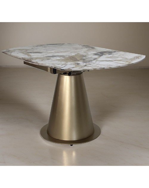 Стол TERAMO 135 GLOSS GRAND JADE SOLID CERAMIC, керамика, поворотн.механизм/Бронзовый фото Stolmag