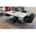 Стол VICENZA 180 раскладной GLOSS BULGARI WHITE, керамика/Черный фото Stolmag