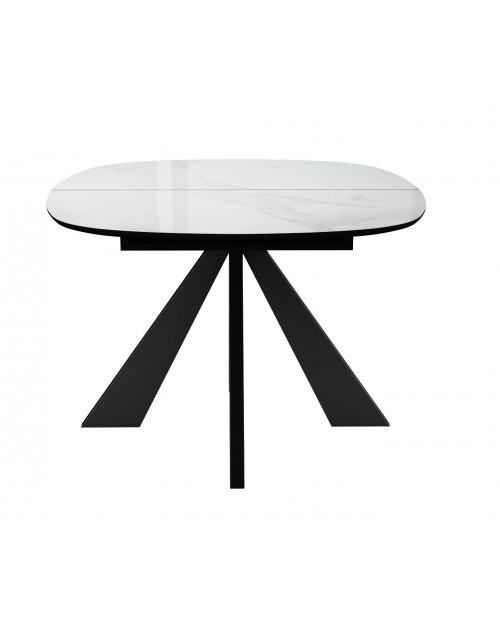 Стол SFK110 стекло белое мрамор глянец/подстолье черное/опоры черные (2 уп.) фото Stolmag