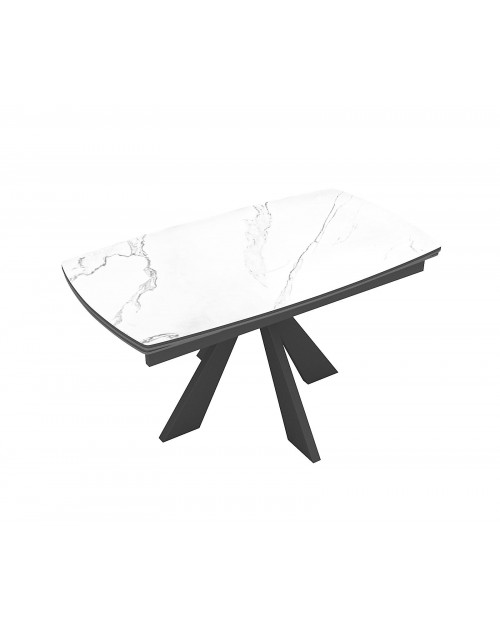 Стол SKU120 Керамика Белый мрамор/подстолье черное/опоры черные фото Stolmag