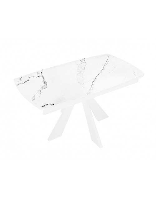 Стол SKU120 Керамика Белый мрамор/подстолье белое/опоры белые фото Stolmag