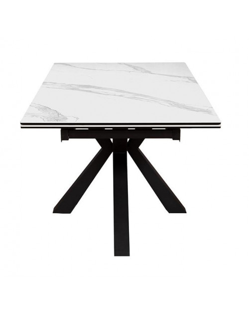 Стол SFE160 Керамика Белый мрамор/подстолье черное/опоры черные (2 уп.) фото Stolmag