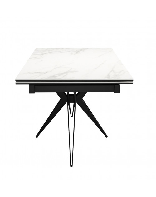 Стол KW160 мрамор С41 (керамика белая)/опоры черные фото Stolmag