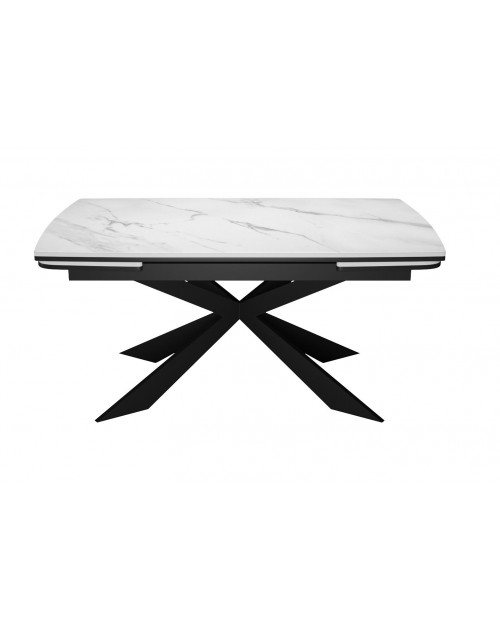 Стол KM160 мрамор С41 (керамика белая)/опоры черные фото Stolmag