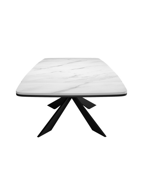 Стол KM160 мрамор С41 (керамика белая)/опоры черные фото Stolmag