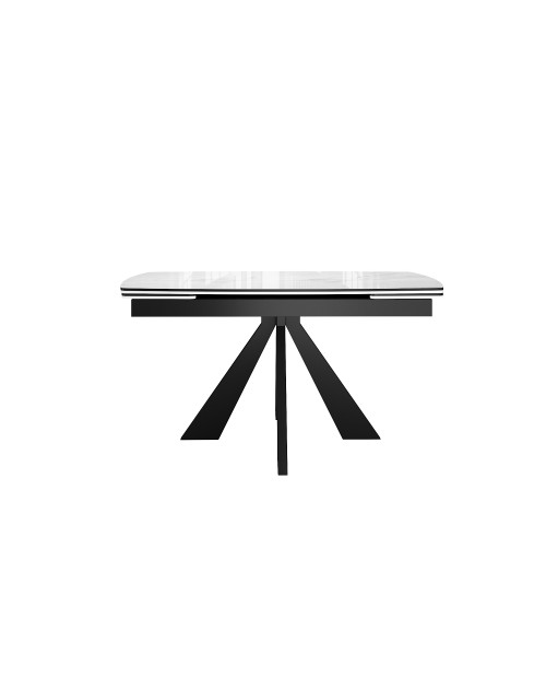 Стол SFU120 стекло белое мрамор глянец/подстолье черное/опоры черные (2 уп.) фото Stolmag