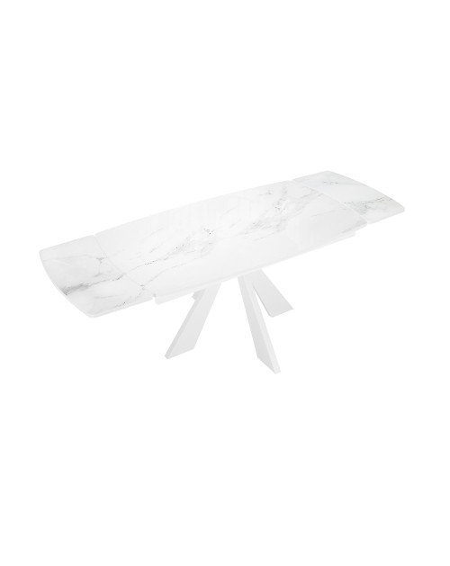 Стол SFU120 стекло белое мрамор глянец/подстолье белое/опоры белые (2 уп.) фото Stolmag