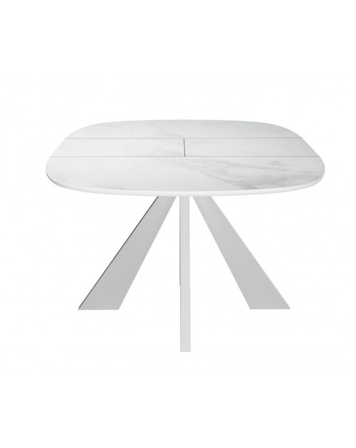 Стол SKK110 Керамика Белый мрамор/подстолье белое/опоры белые (2 уп.) фото Stolmag