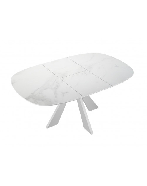 Стол SKK110 Керамика Белый мрамор/подстолье белое/опоры белые (2 уп.) фото Stolmag