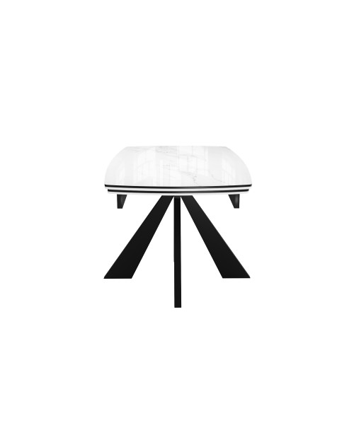 Стол SFU140 стекло белое мрамор глянец/подстолье черное/опоры черные (2 уп.) фото Stolmag