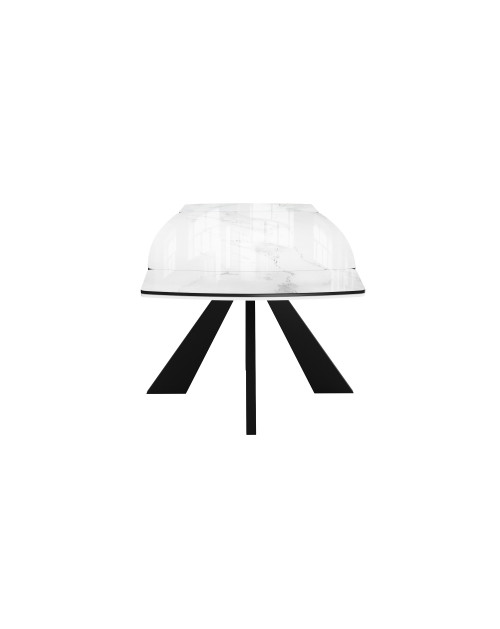 Стол SFU140 стекло белое мрамор глянец/подстолье черное/опоры черные (2 уп.) фото Stolmag
