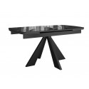 Стол SFU140 стекло черное мрамор глянец/подстолье черное/опоры черные (2 уп.) фото Stolmag