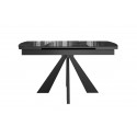 Стол SFU140 стекло черное мрамор глянец/подстолье черное/опоры черные (2 уп.) фото Stolmag