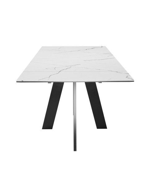 Стол SKM120 Керамика Белый мрамор/подстолье черное/опоры черные фото Stolmag