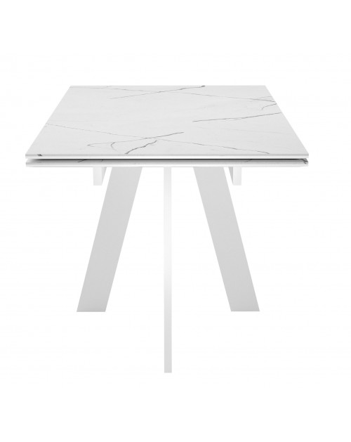 Стол SKM120 Керамика Белый мрамор/подстолье белое/опоры белые фото Stolmag