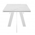 Стол SKM120 Керамика Белый мрамор/подстолье белое/опоры белые фото Stolmag
