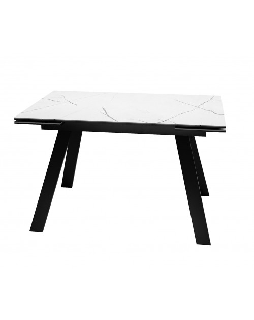 Стол SKL140 Керамика Белый мрамор/подстолье черное/опоры черные фото Stolmag