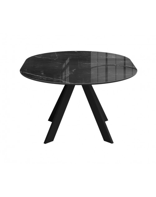 Стол SFC100 d1000 стекло Оптивайт Черный мрамор/подстолье черное фото Stolmag