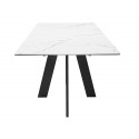 Стол SKM140 Керамика Белый мрамор/подстолье черное/опоры черные фото Stolmag