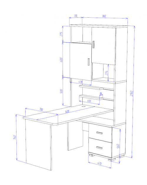Компьютерный стол СР-720-140 (Правосторонний) фото Stolmag