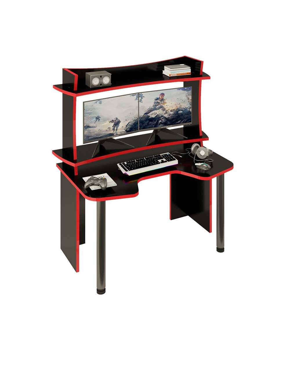 Игровой компьютерный стол СКЛ-ИГР140Ч+НКИЛ140ВЛЧ фото Stolmag